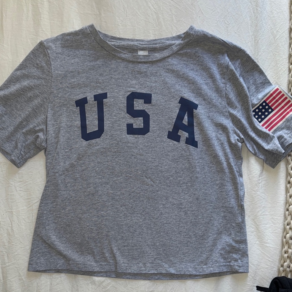Gray USA Crop Top